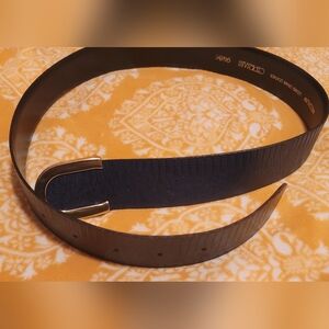 Vintage Cipriani Women's Blue Lizard Grain Leather Belt Gold Buckle Size Medium